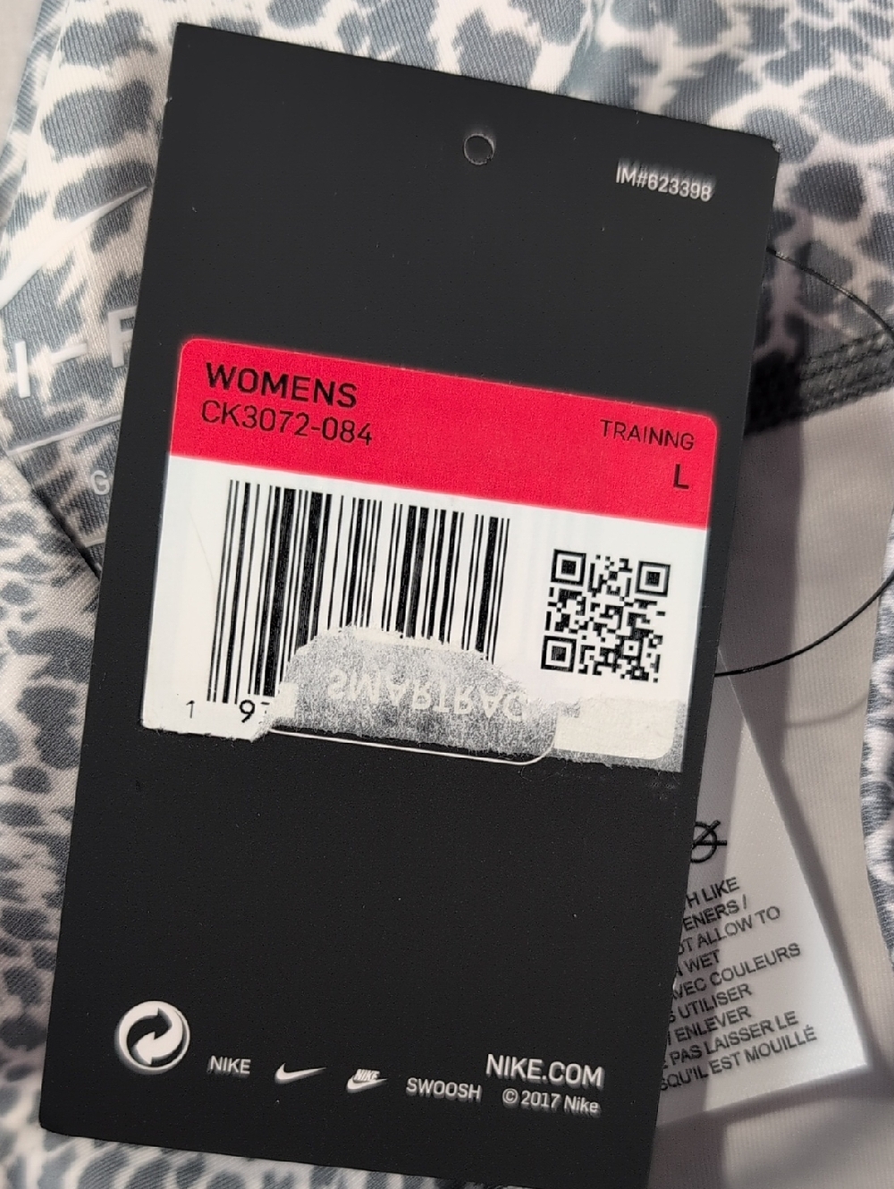 Nike One Tight Fit 7/8 Mini Leopard Smoke Grey & Black Size Large - Picture 4 of 13
